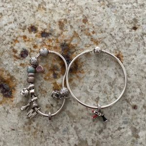 2 authentic pandora bracelets with all charms seen